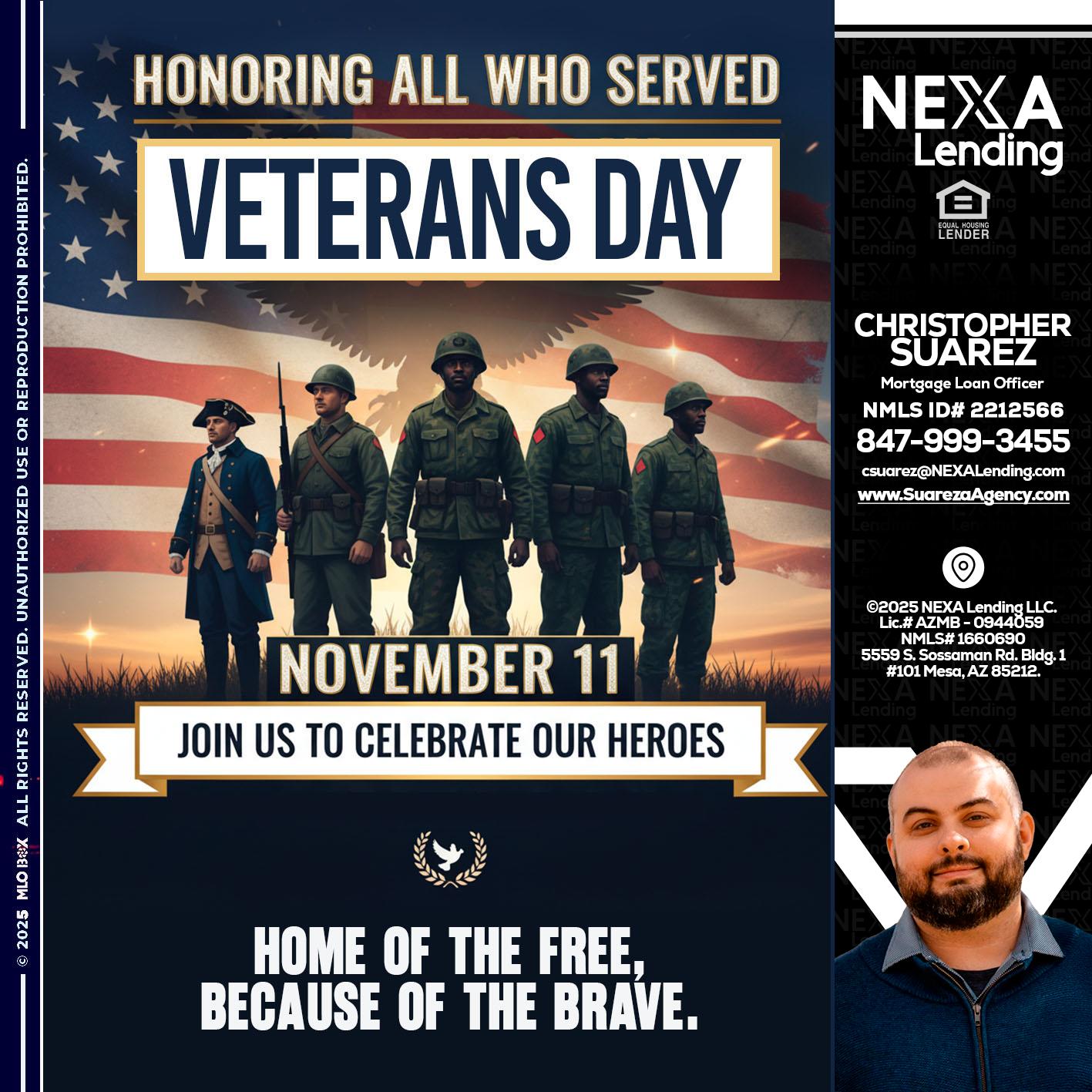 VETERANS DAY - Christopher Suarez -Mortgage Loan Officer Coach