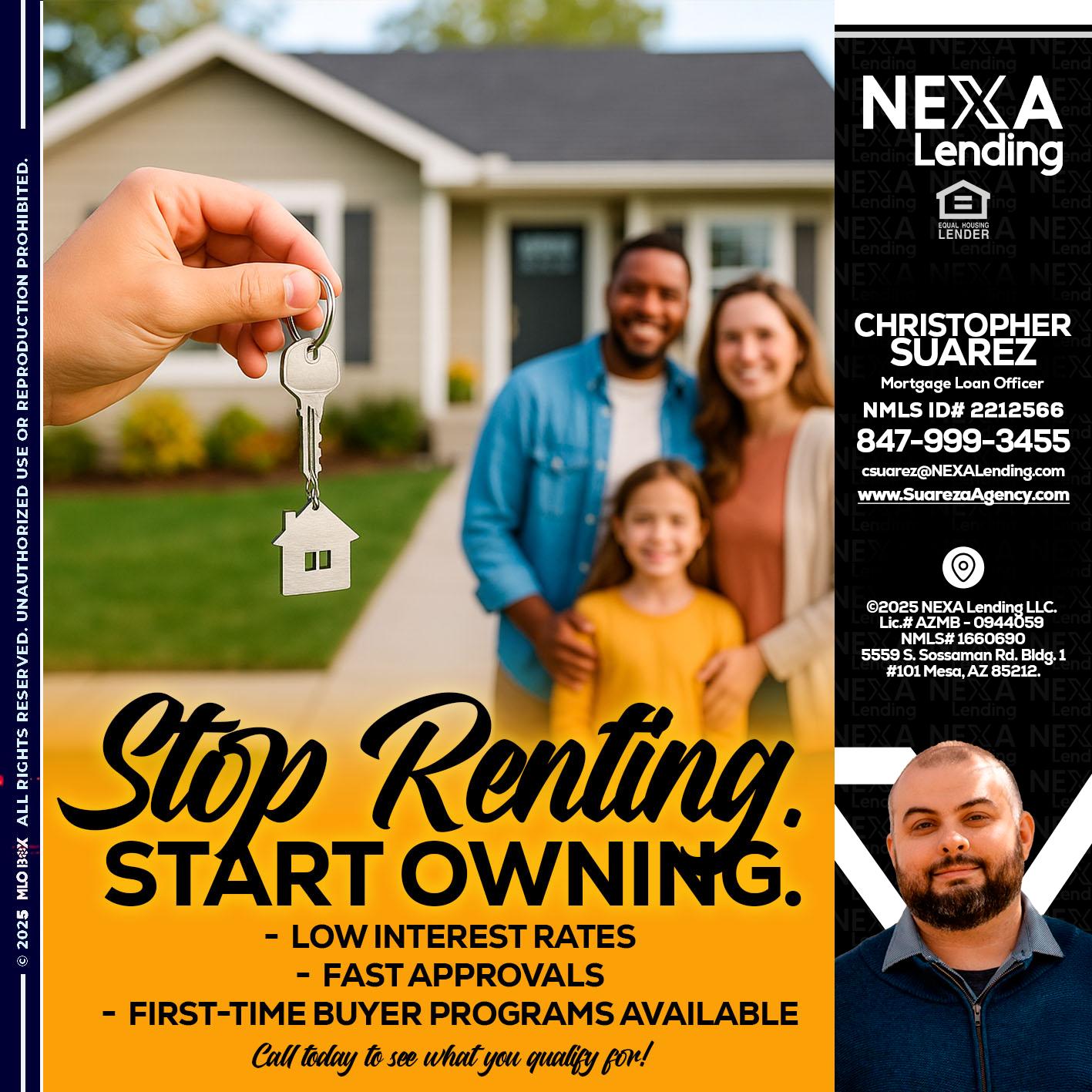 STOP RENTING - Christopher Suarez -Mortgage Loan Officer Coach