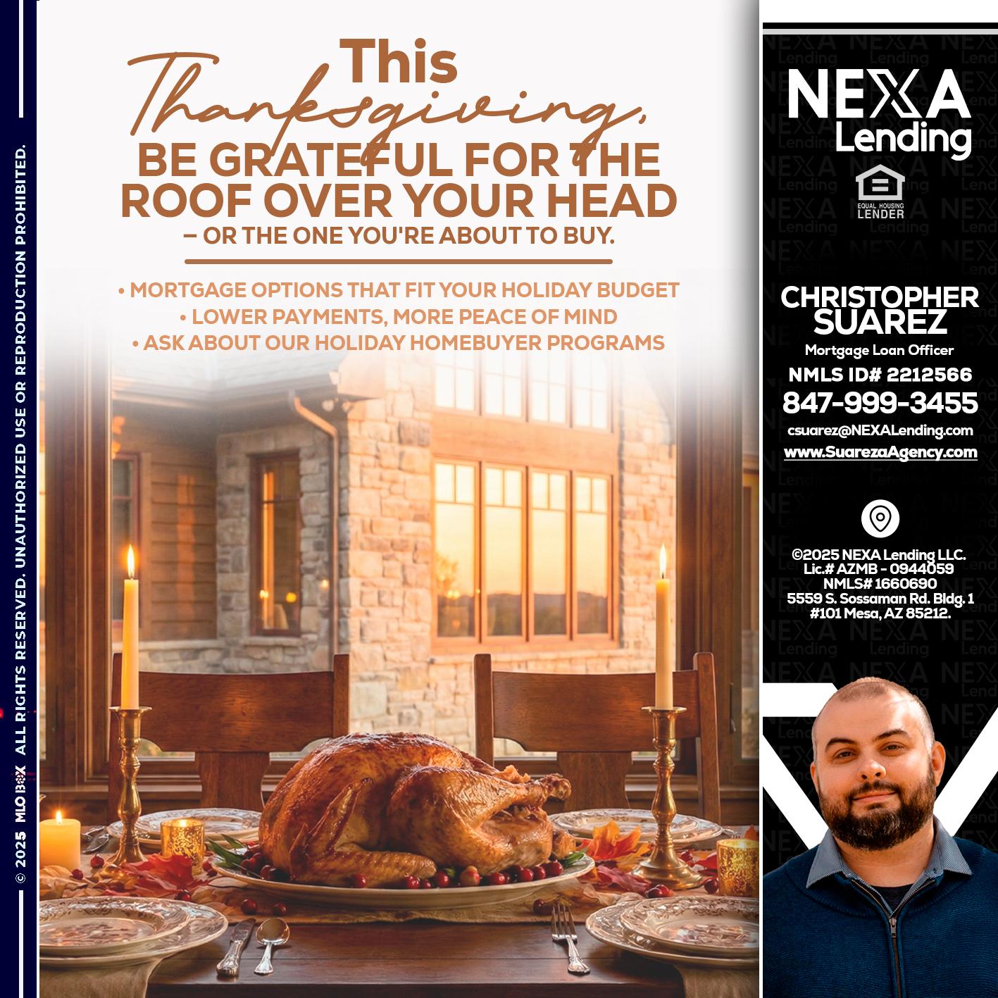 THIS THANKSGIVING - Christopher Suarez -Mortgage Loan Officer Coach