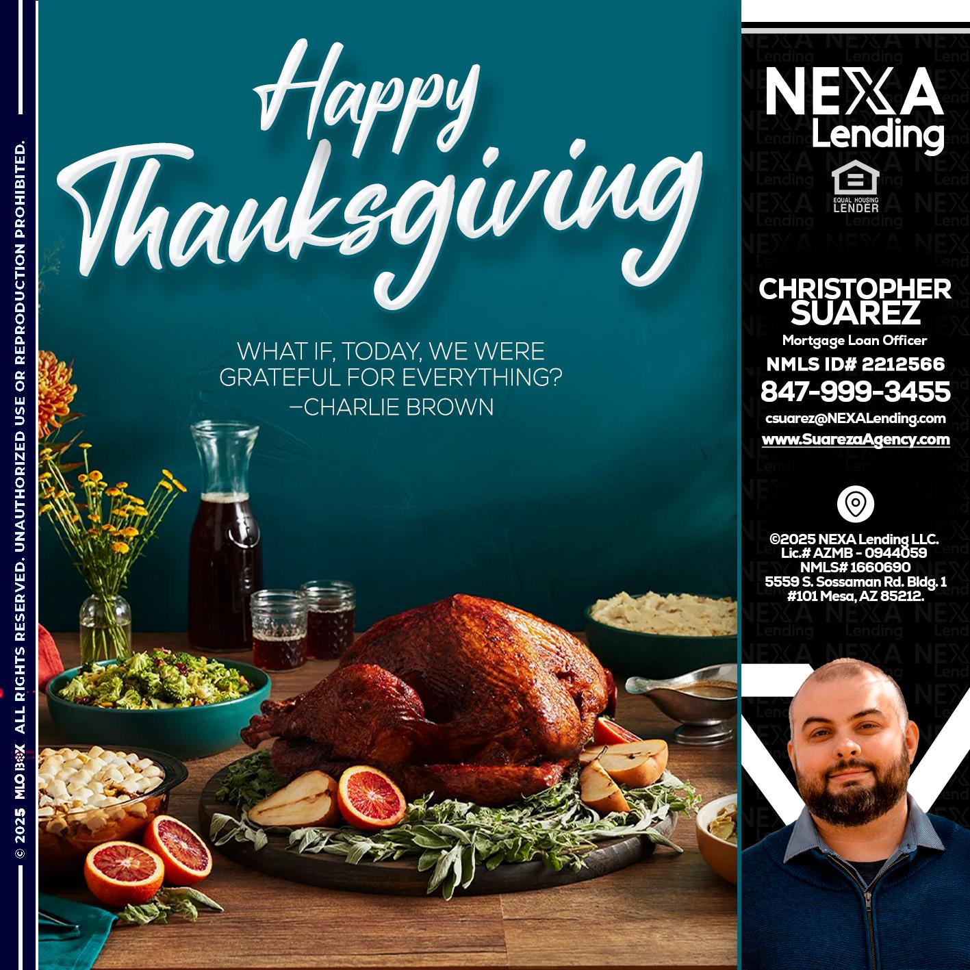 happy Thanksgiving - Christopher Suarez -Mortgage Loan Officer Coach