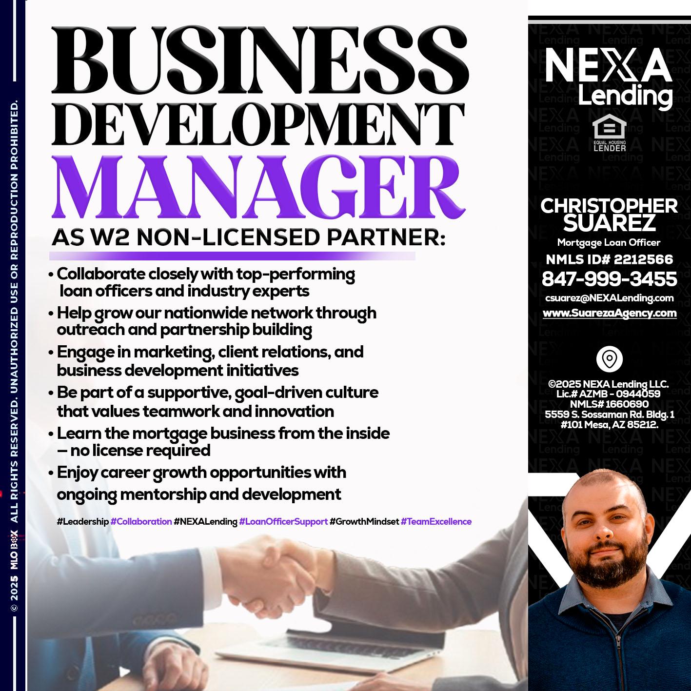 business development - Christopher Suarez -Mortgage Loan Officer Coach
