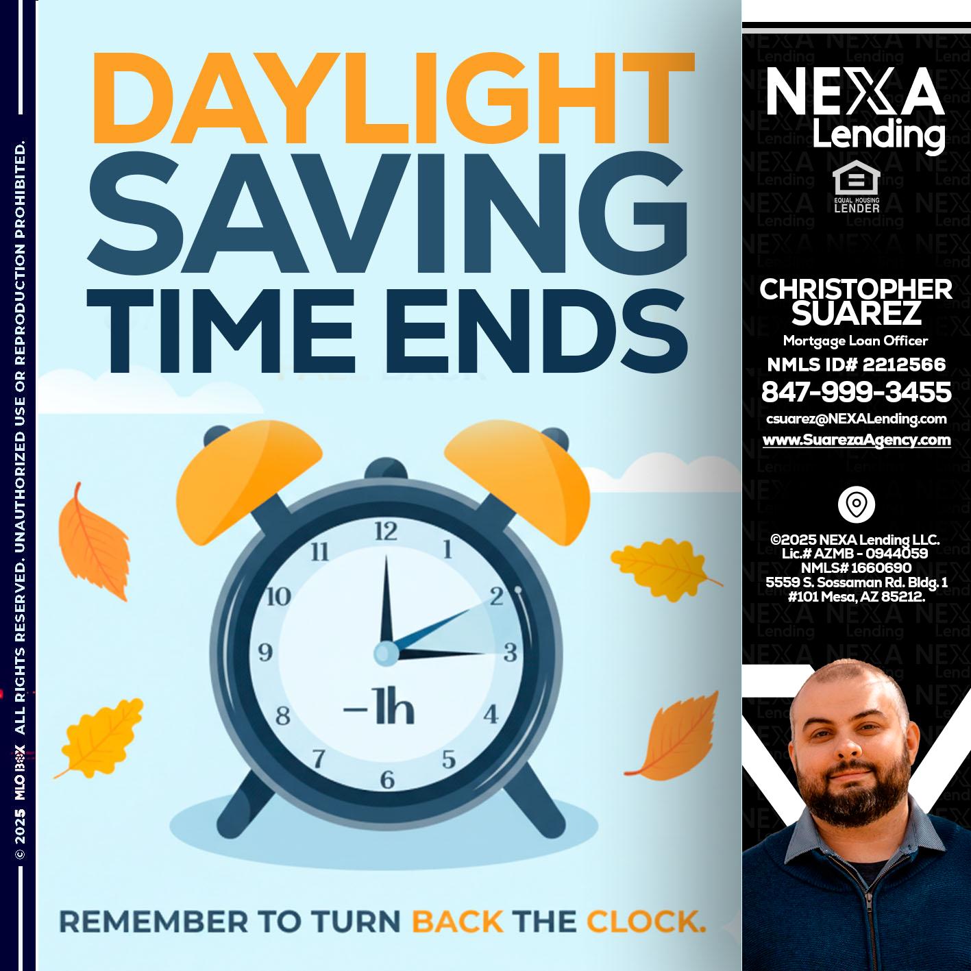 daylight saving - Christopher Suarez -Mortgage Loan Officer Coach