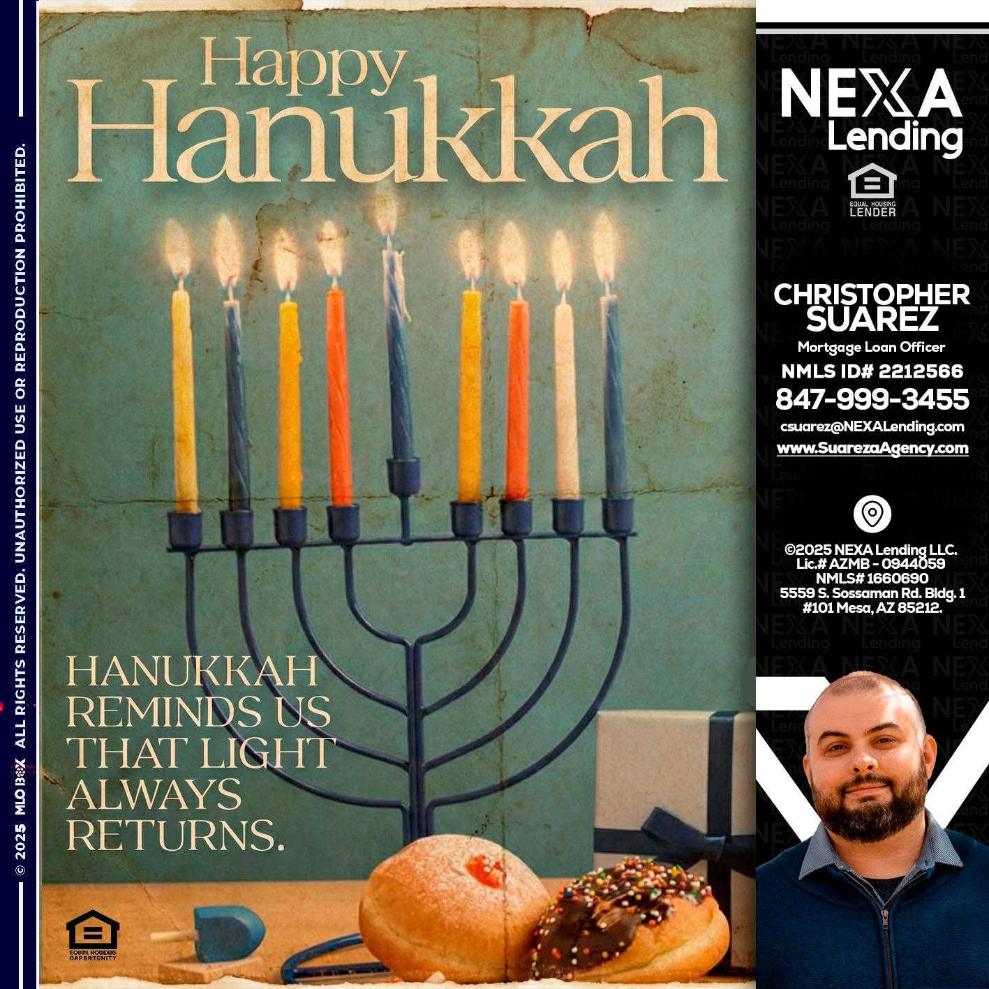 HAPPY HANUKKAH - Christopher Suarez -Mortgage Loan Officer Coach