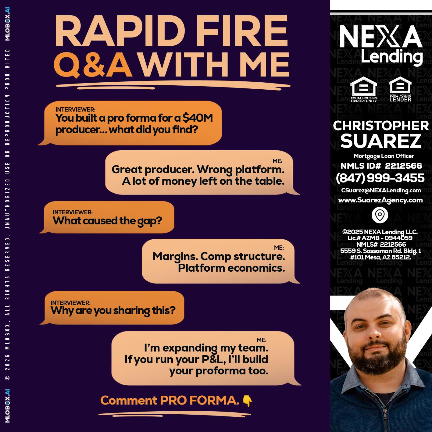 RAPID FIRE - Christopher Suarez -Mortgage Loan Officer Coach