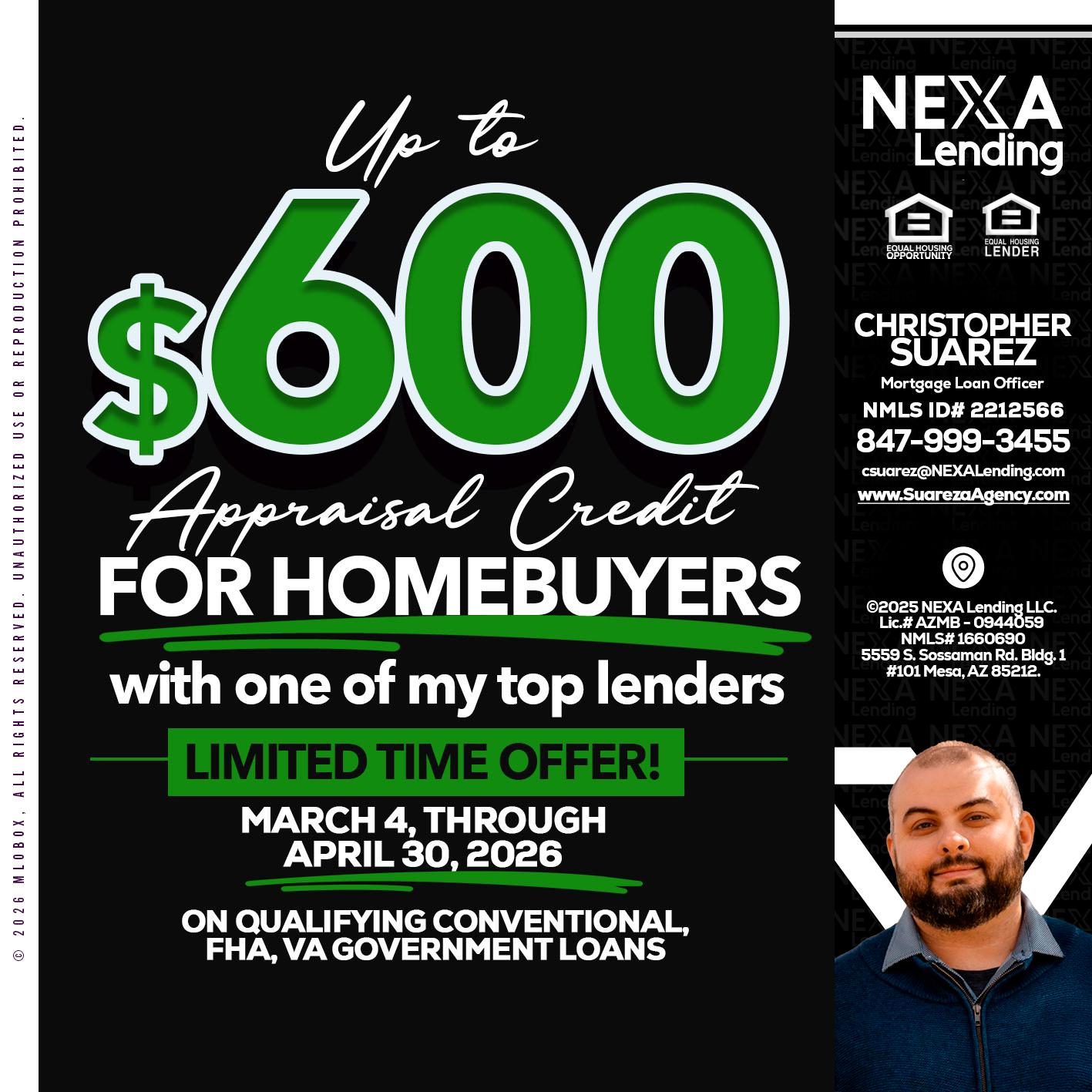 up to $600 - Christopher Suarez -Mortgage Loan Officer Coach