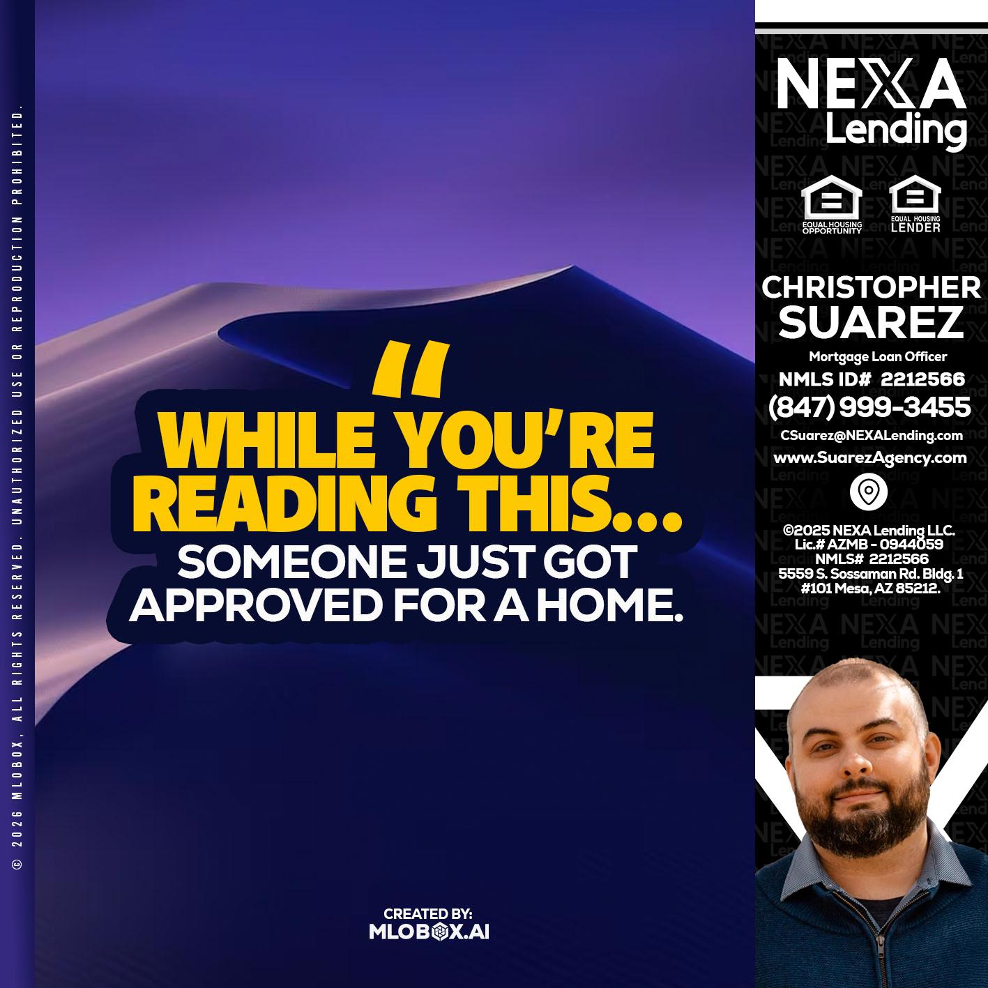 WHILE YOU - Christopher Suarez -Mortgage Loan Officer Coach