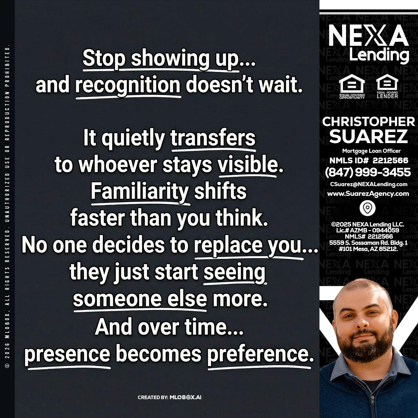 STOP SHOWING - Christopher Suarez -Mortgage Loan Officer Coach