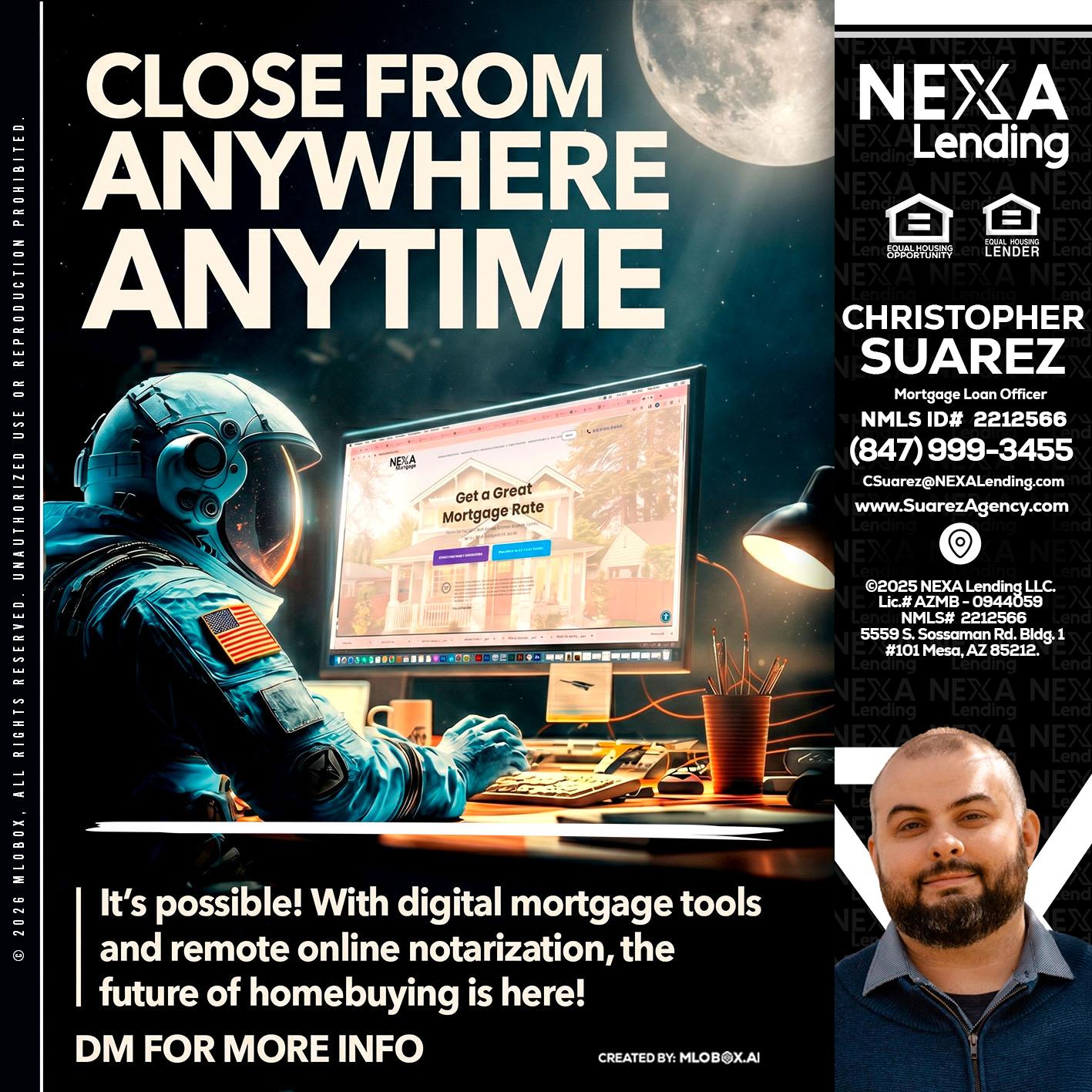 CLOSE FROM - Christopher Suarez -Mortgage Loan Officer Coach