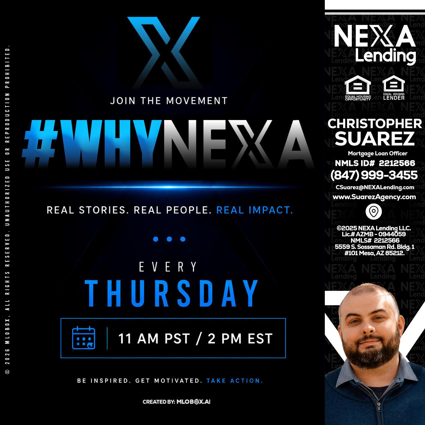 why NEXA - Christopher Suarez -Mortgage Loan Officer Coach