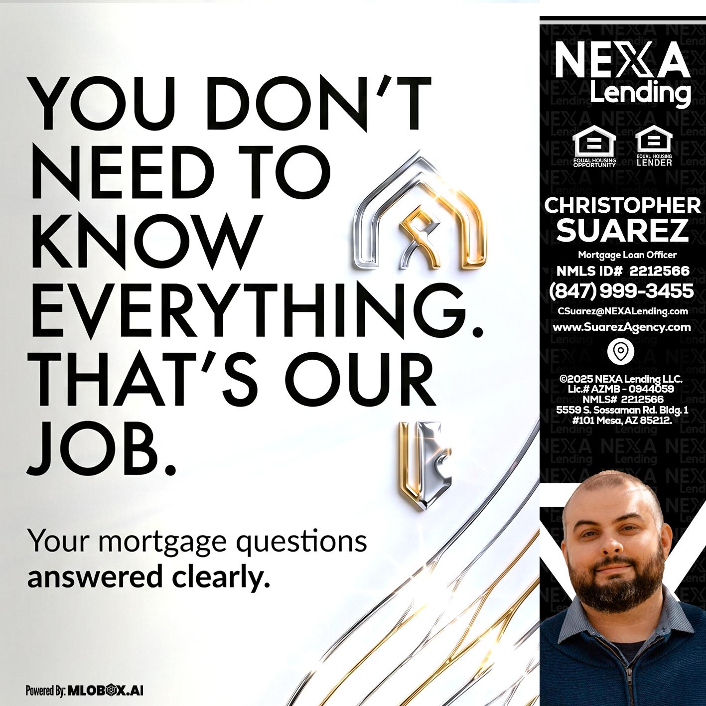 THAT IS OUR JOB - Christopher Suarez -Mortgage Loan Officer Coach