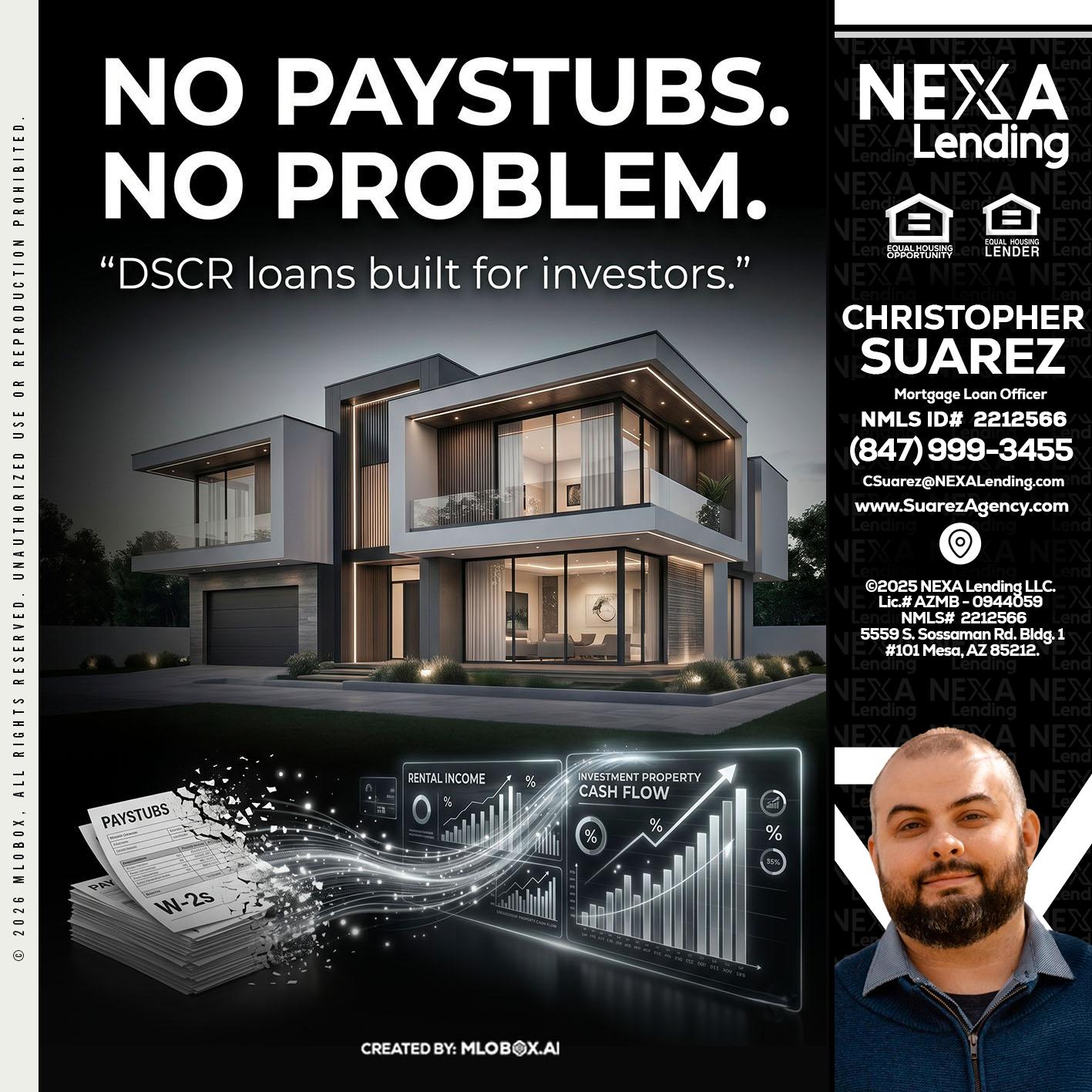 no paystub - Christopher Suarez -Mortgage Loan Officer Coach