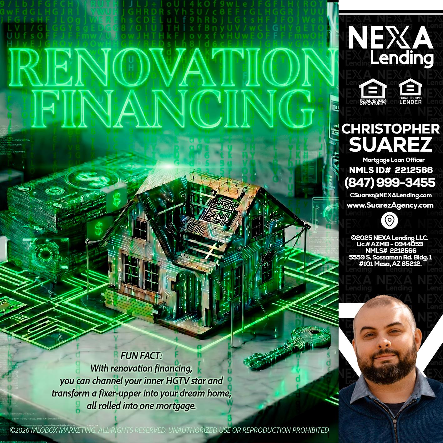 RENOVATION FINANCING - Christopher Suarez -Mortgage Loan Officer Coach