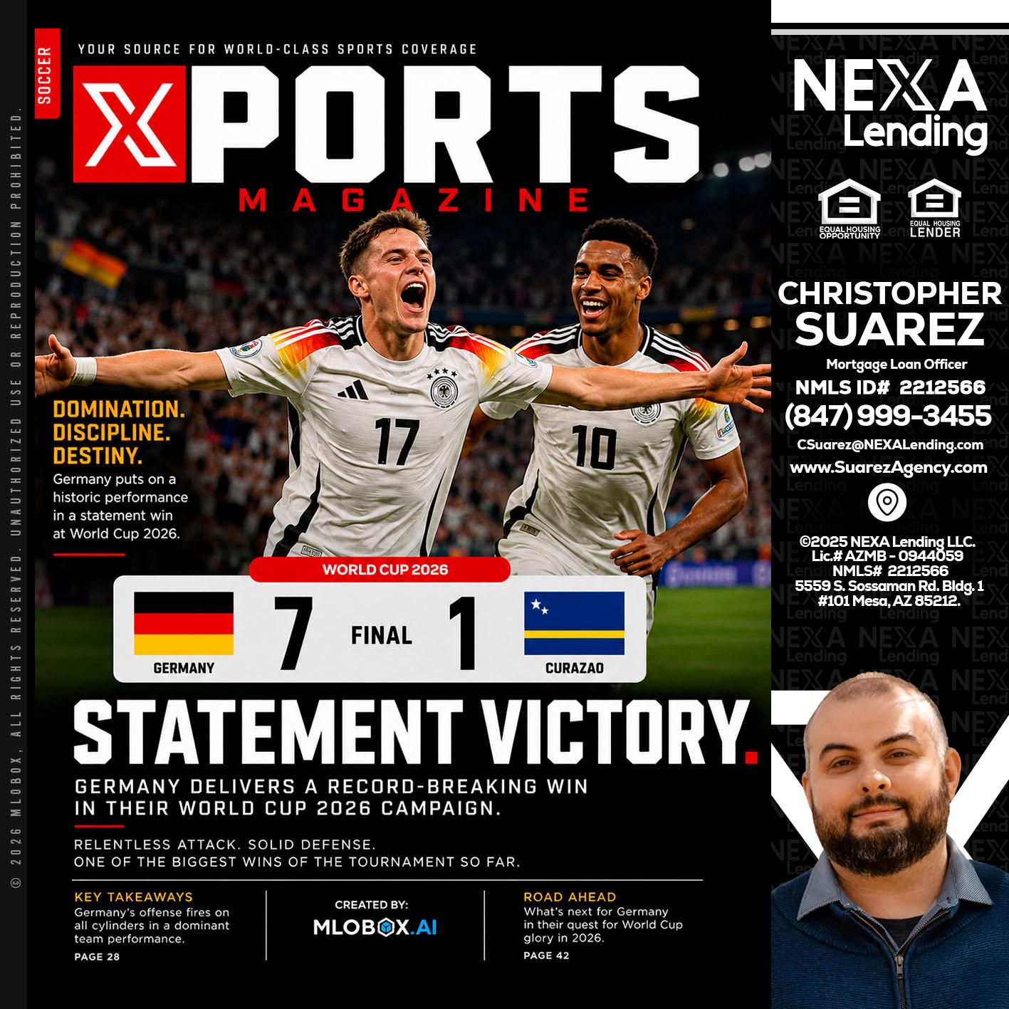 GERMANY VS CURASSAO (7-1) - Christopher Suarez -Mortgage Loan Officer Coach