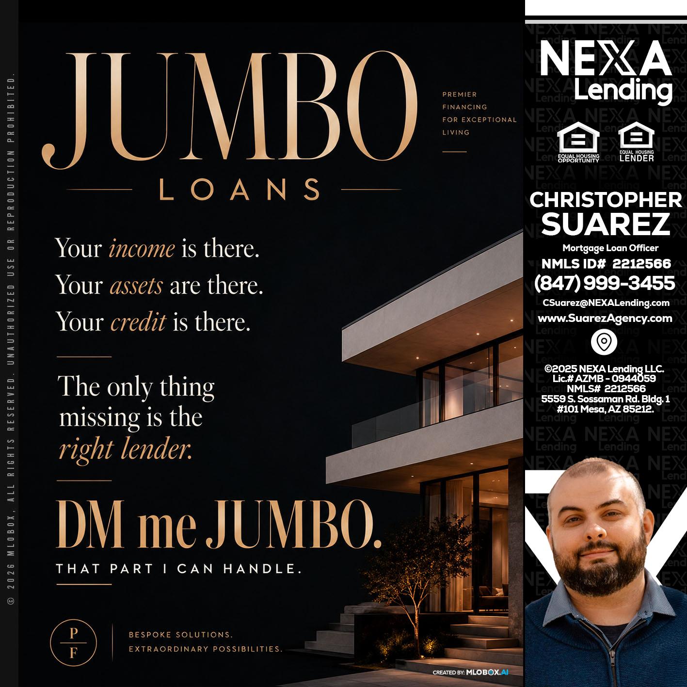 JUMBO LOANS - Christopher Suarez -Mortgage Loan Officer Coach