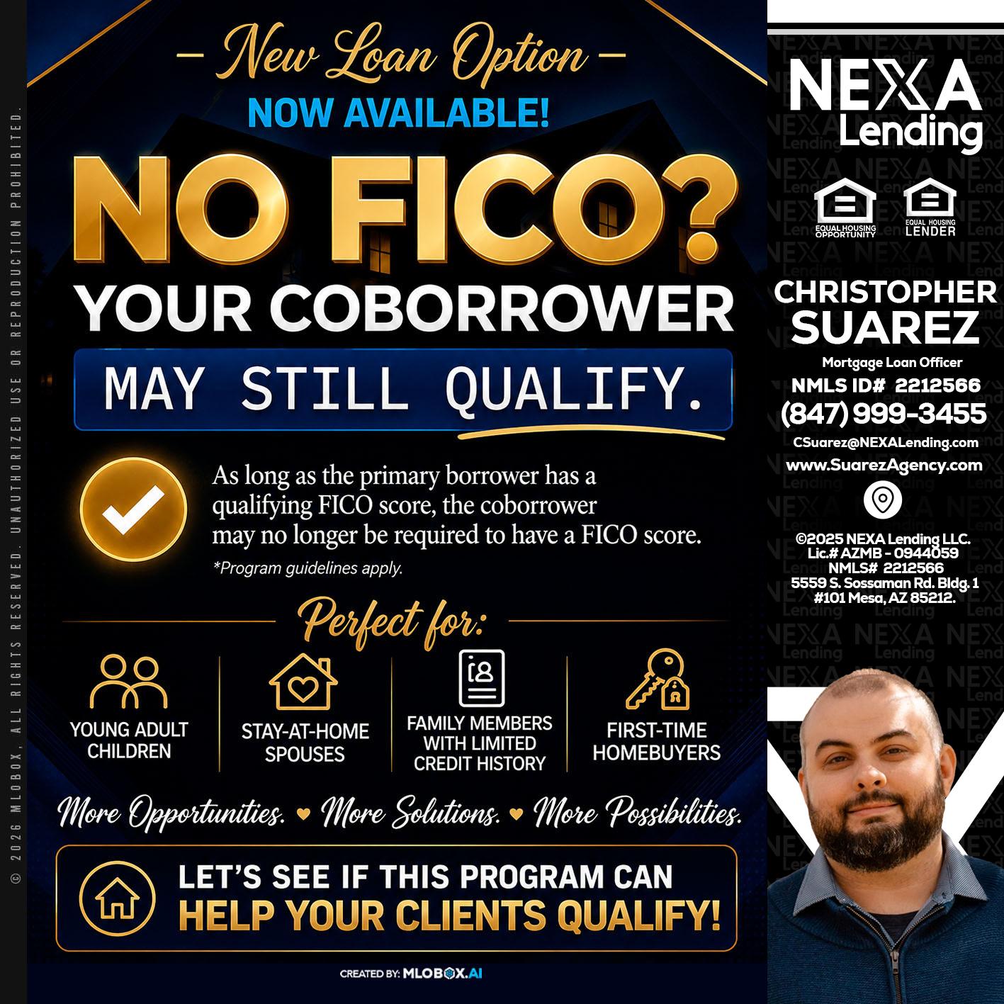 NO FICO - Christopher Suarez -Mortgage Loan Officer Coach